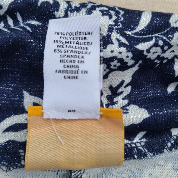 Ruby Rd Floral Cowl Neck 3/4 Sleeve Top Navy Blue Metallic Lightweight Size 2X - Picture 6 of 10